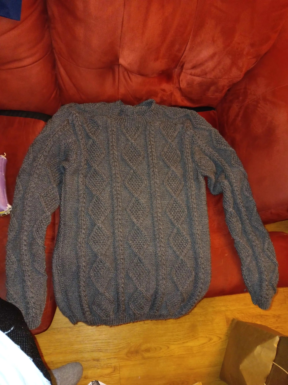 Men's Gray Cable Knit Sweater